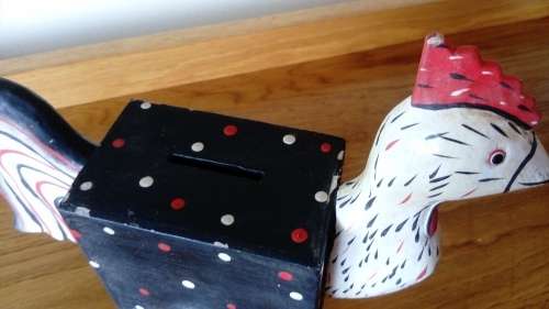 Wooden chicken money box