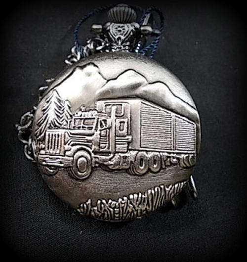 ***18 WHEELER  *** CHAIN ALLOY BRONZE ALTAV  POCKET WATCH