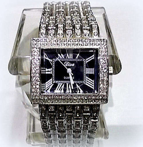 *****GEORGEOS  BRACELET WATCHES*****SILVER EXTRAVAGANZA****BLACK DIAL