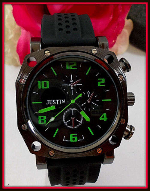 *** New  ANALOG LUXURY RUGGED MEN STEEL   WATCH-RUBBER BAND