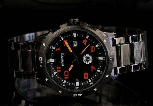 FROM USA**INFANTRY Mens Army Police Quartz DATE Display Sport Watch Stainless Steel BLUE