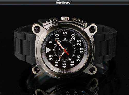 *** INFILTRATOR**  by INFANTRY**COMBAT BLACK  ARMY WATCH-RUBBER BAND