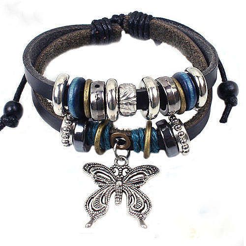 -Fashion SILVER Quartz Weave WRAP Around Leather Bracelet **