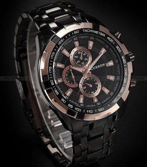 *** New  EXQUISITE CURREN  ROSEGOLD/BLACK QUARTZ ANALOG STAINLESS STEEL WRIST WATCH