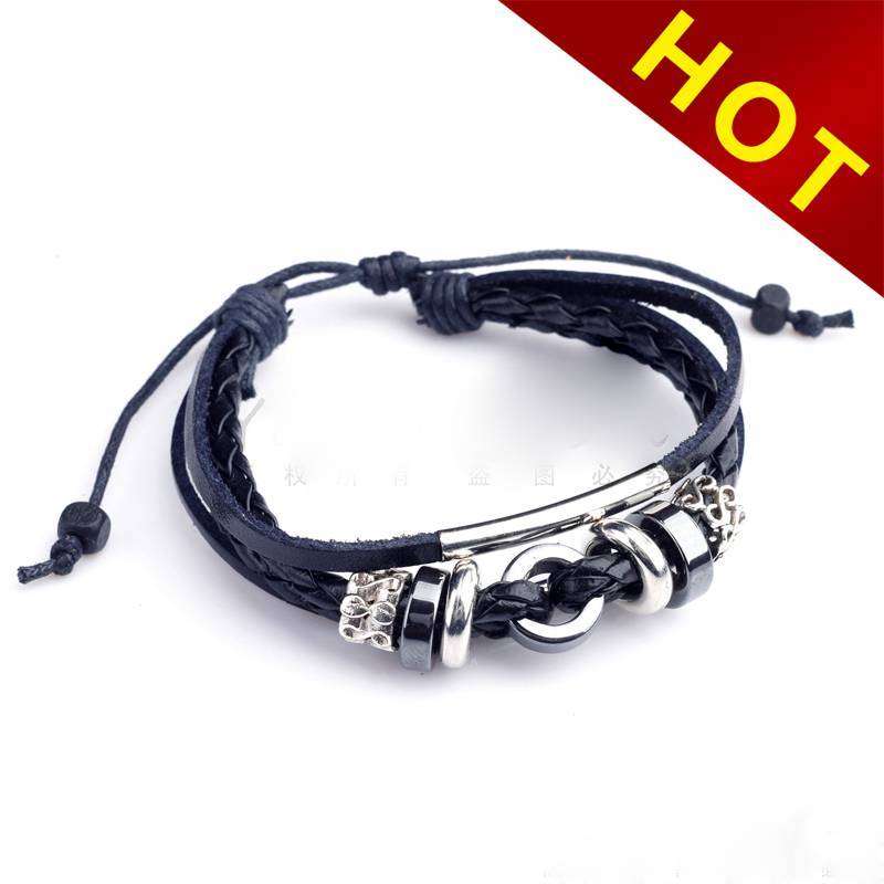 ***  3 X Fashion  Unisex  Leather Bracelet  Cuff Bangle Wristband !