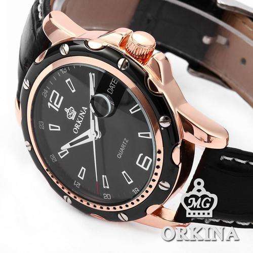 *** ORKINA **(AUTHENTIC ORK050 ) MENS ROSEGOLD/BLACK  HIGH QUALITY STEEL DRESS  WATCH** FROM UK