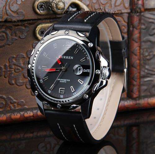 *** New  EXQUISITE CURREN LUXURY  SILVER/BLACK QUARTZ ANALOG  WRIST WATCH