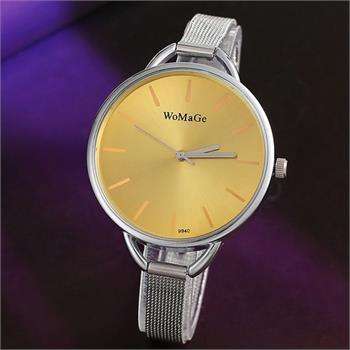 --***LADIES FASHION QUARTZ WATCH** S/S STRAP YELLOW DIAL