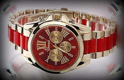 --***LADIES ** PASSIONATE RED** HOT  FASHION   QUARTZ WATCH** S/S STRAP RED  DIAL