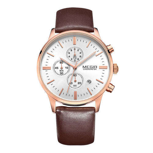 ***Megir Brand 100% Genuine Leather*Luminous, Mens  Watch **FULL CHRONOGRAPH*( 6 Hands )