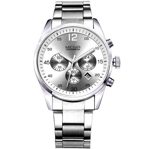 ***2015 MEGIR Full Stainless Steel 6 Hand Chronograph Date Men Luminous Watch