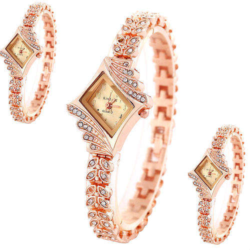 *** Ladies **Rose gold Fashion Women's Crystal Quartz Rhombus  Wrist Watch