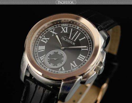 ***INFANTRY ** PACIFISTOR ** WRIST WATCH**SUB DIAL  GOLD DIAL BLACK LEATHER*