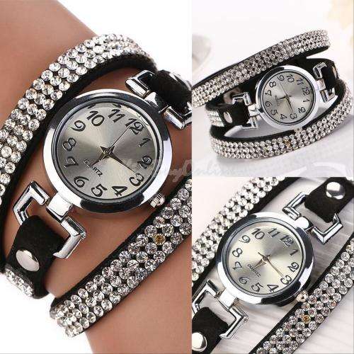 --*****WRIST WRAP***LADIES STUNNING BLACK  QUARTZ WATCH**