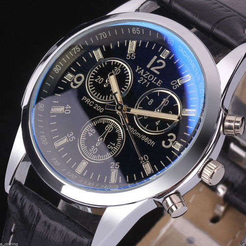 ***Ladies/Men Mode  Leather Stainless Steel Sports Quartz Wrist Watch Uhr