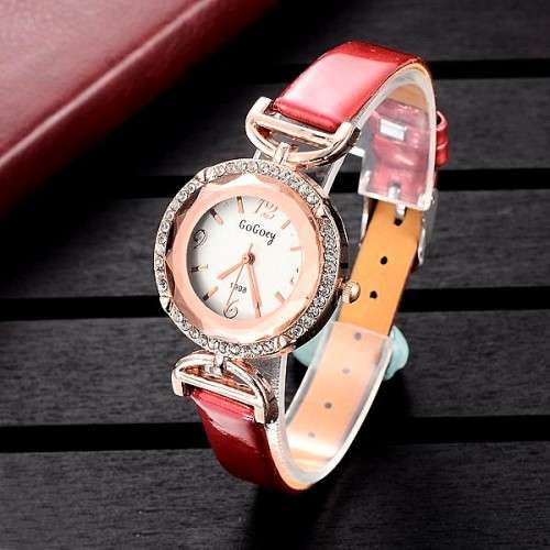 --***LADIES -SPLENDID NEW ** CRYSTAL ENCRUSTED ~Gogoey Model 1998 QUARTZ  Watch  - RED