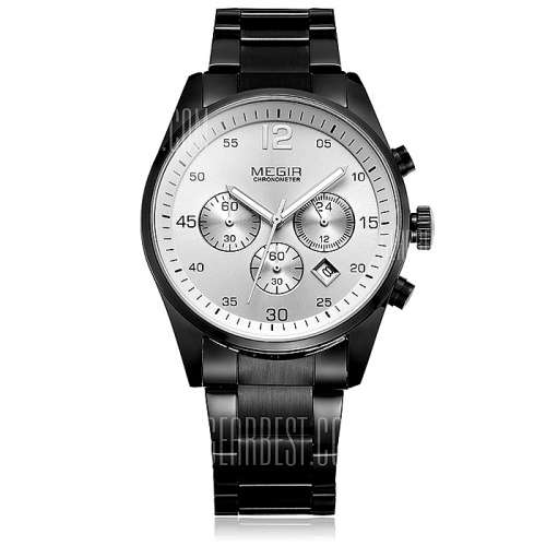 ***2015 MEGIR All Steel  Luxury Date 6 Hands Full Chronograph  Men/lLadies Watches Top Brand