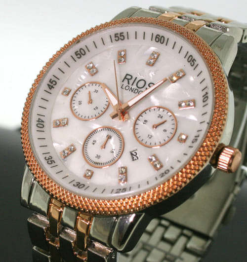 *** RI0S LONDON EXQUISITE PREMIUM MARBLE FACE GOLD /SILVER WATCH