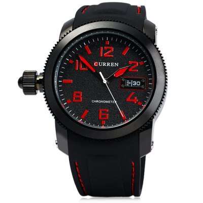 *** New  CURREN 8173 Mens Black  Dial  Qartz Watch Rubber Band *