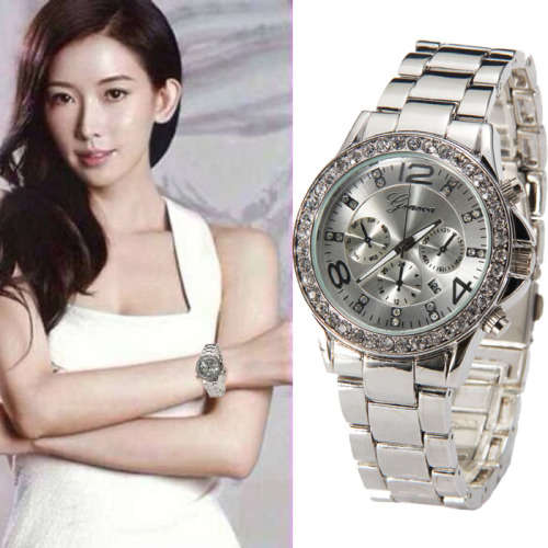 --********LADIES GENEVA FULL BLING SILVER DESIGNER STYLE  STAINLESS STEEL QUARTZ  WATCH**