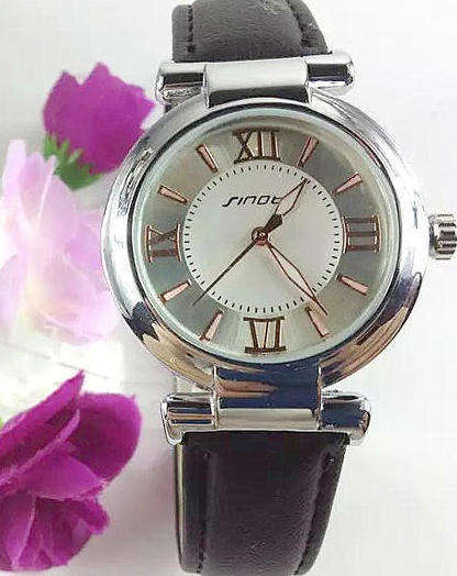 --***LADIES ** HOT FASHION **BLACK SINOBI ~ MIYOTA 2035 MOVEMENT QUARTZ WATCH** LEATHER  STRAP