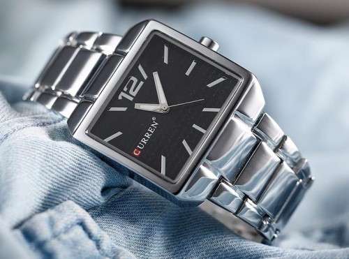 New BOLD, BIG SQUARE DIAL  CURREN 8132 Mens Analog  Quartz Watch Stainless steel Band