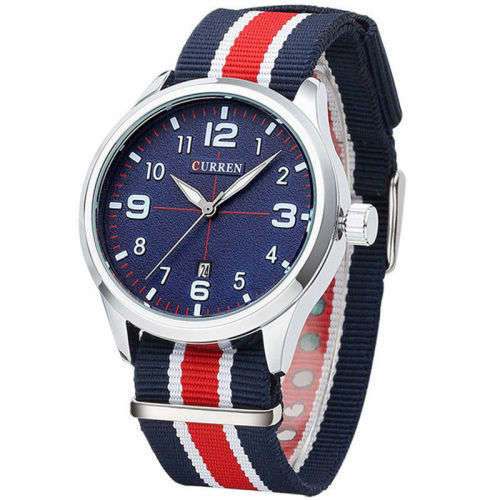 **CURREN **( Model: 8195 ) Modern Fashion comFortable unisex watch ***Canvas  band.