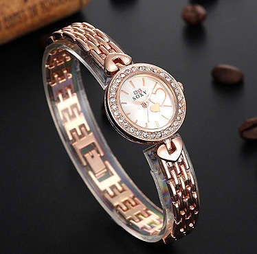 *LADIES   Soxy-Charming-Hearts-Crystal-Quartz-Rose-Gold-Womens-Watch