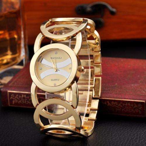 --***LADIES ** HOT FASHION **GOLD QUARTZ DRESS WATCH**