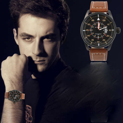 ***Naviforce Brand**  NF9039M Military Black Date PU Leather Luxury Men Wrist Watch