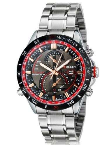 *** New  Mens Black   Dial  Quartz Watch Stainless steel Band