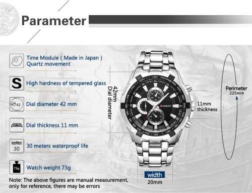 ** CLASSIC -ALL-Steel-Mens-Date-Analog-Quartz-*