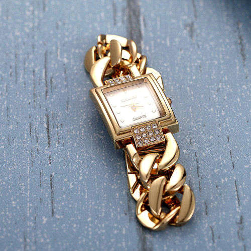 --***LADIES ** EXQUISITE FINISH ** CALDI GOLD QUARTZ DRESS WATCH**