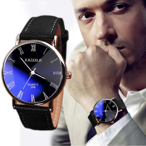 ***Men Mode  Stainless Steel Sports Quartz Wrist Watch Brown Leather Band