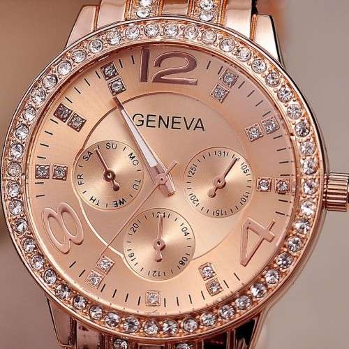--********LADIES GENEVA  ROSEGOLD FULL BLING DESIGNER STYLE  STAINLESS STEEL QUARTZ WATCH**