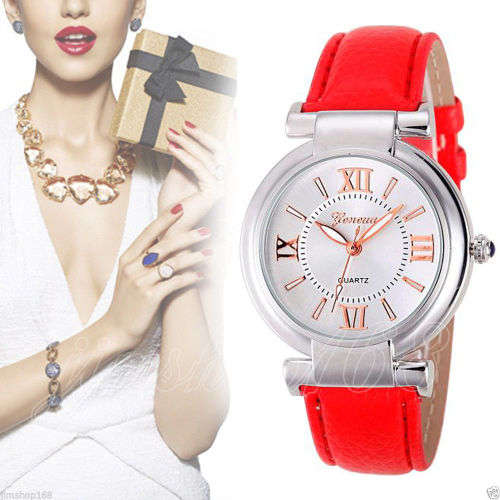 --***LADIES ** HOT FASHION **UK GENEVA ~  QUARTZ WATCH** LEATHER  STRAP