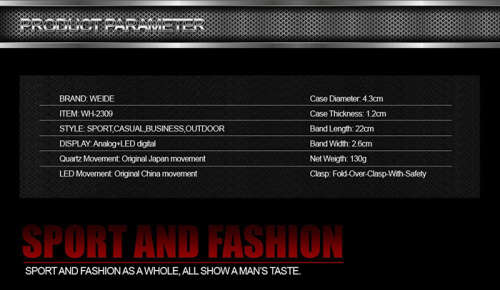 **  Luxury  WEIDE  Steel  Dual time  Watch