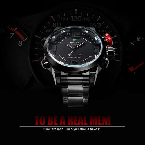**  Luxury  WEIDE  Steel  Dual time  Watch