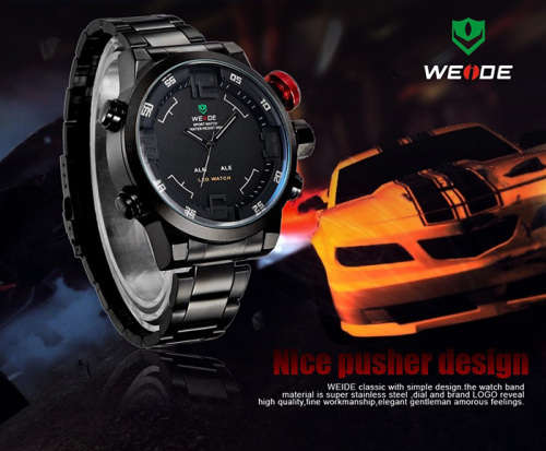 **  Luxury  WEIDE  Steel  Dual time  Watch