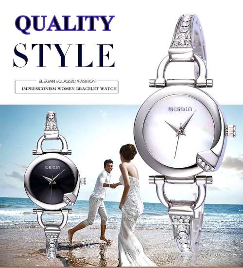 --***WEIQIN 2720 Women Shell Face Japan Quartz Watch-Black Dial