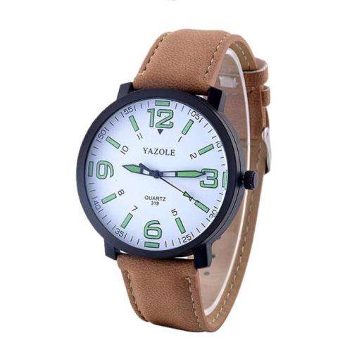 ***YAZOLE Brand** Big dial  Military  Brown Leather Luxury Men Wrist Watch