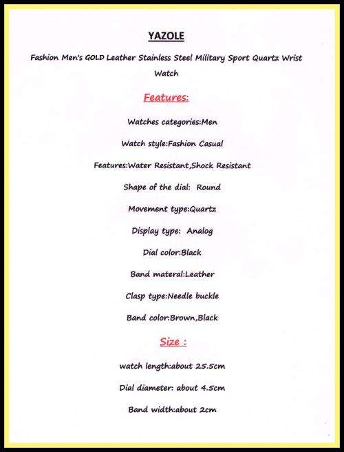 ***Men Mode  GOLD CASE Luxury  Quartz Wrist Watch Black Leather Band