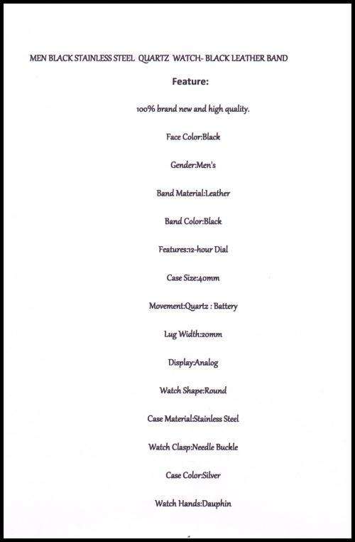 *LADIES/MEN LUXURY ANALOG DRESS WATCH* GLOSSY BLACK PU LEATHER STRAP*