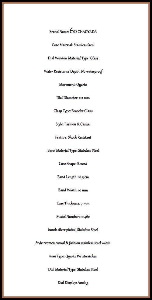 --***LADIES **EXQUISITE CHAOYADA *SILVER BANGLE **QUARTZ WATCH**