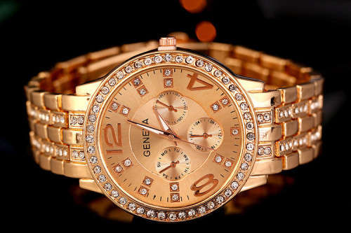 --********LADIES GENEVA  ROSEGOLD FULL BLING DESIGNER STYLE  STAINLESS STEEL QUARTZ WATCH**
