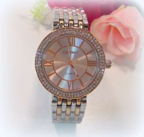 -**LADIES GENEVA  CONTENA -**2 TONE ROSE GOLD/SILVER** LUXURY QUALITY DRESS WATCH