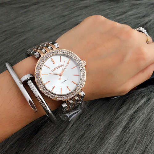 -**LADIES GENEVA  CONTENA -**2 TONE ROSE GOLD/SILVER** LUXURY QUALITY DRESS WATCH