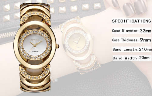 --***LADIES ** EXQUISITE FINISH ** CRRUJ** ELEGANT GOLD QUARTZ DRESS WATCH**