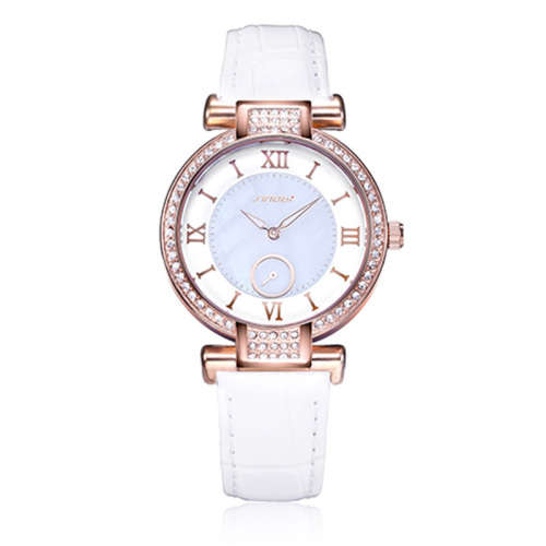 -- * **ELEGANT WHITE UNIQUE SINOBI 8192 SWAROVSKI CRYSTALS*ANALOG DRESS WATCH