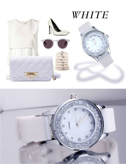 -- * **ELEGANT  SINOBI 9552   CRYSTALS*ANALOG DRESS WATCH** SILICONE STRAP